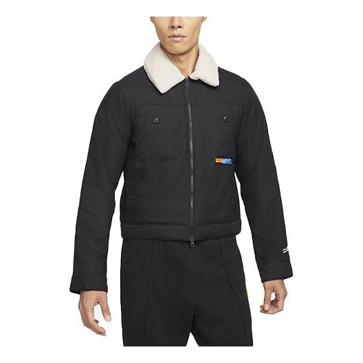 Bomber-takki Nike Fleece Lapel Padded Jacket Musta | DA6716-010