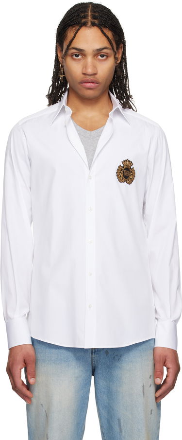 Paita Dolce & Gabbana Dolce&Gabbana Heraldic Patch Cotton Shirt Valkoinen | G5ML1ZGI757, 0