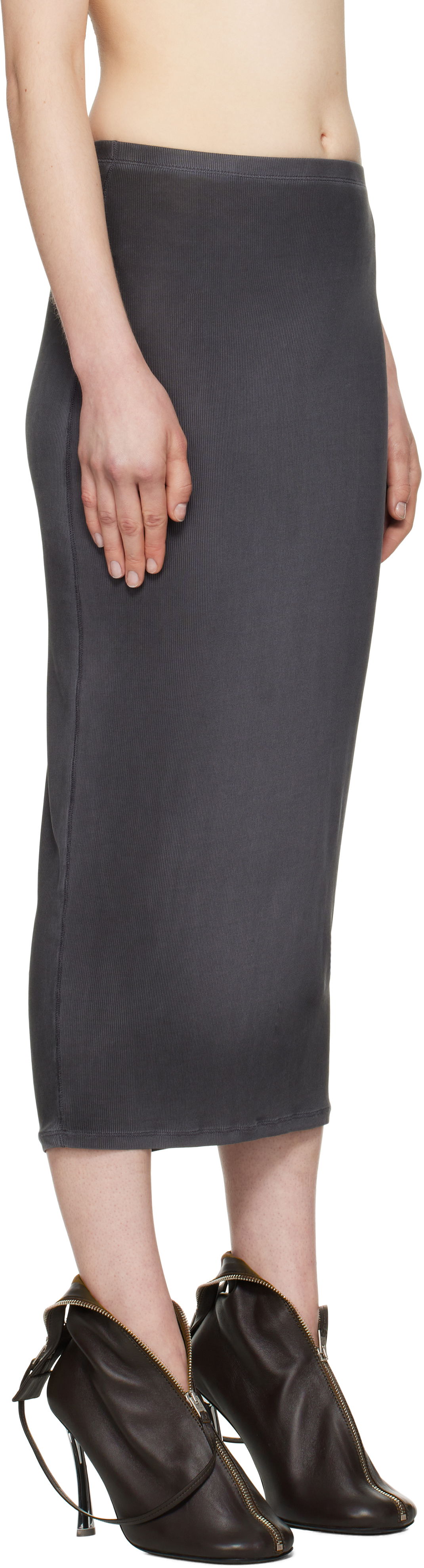 Hame Acne Studios Acne Studios Midi Ribbed Skirt Harmaa | AF0505-, 1