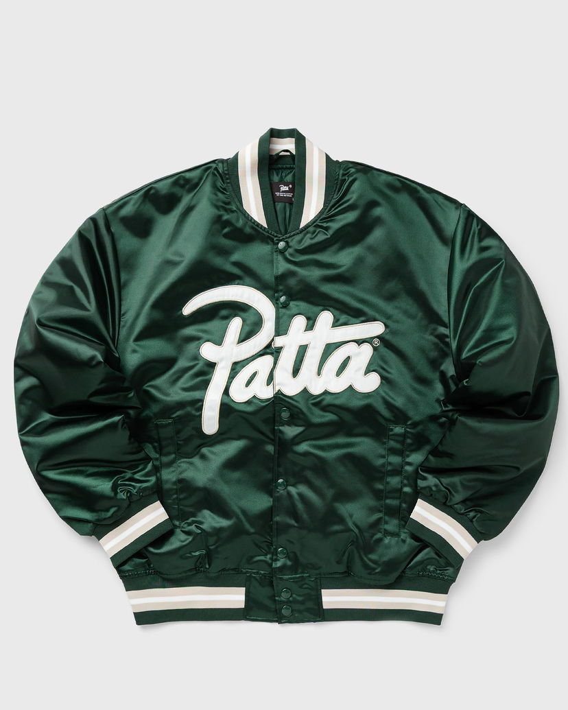 Bomber-takki Patta Satin Varsity Jacket with Script Logo Vihreä | POC-AW25-5000-348-0016-201