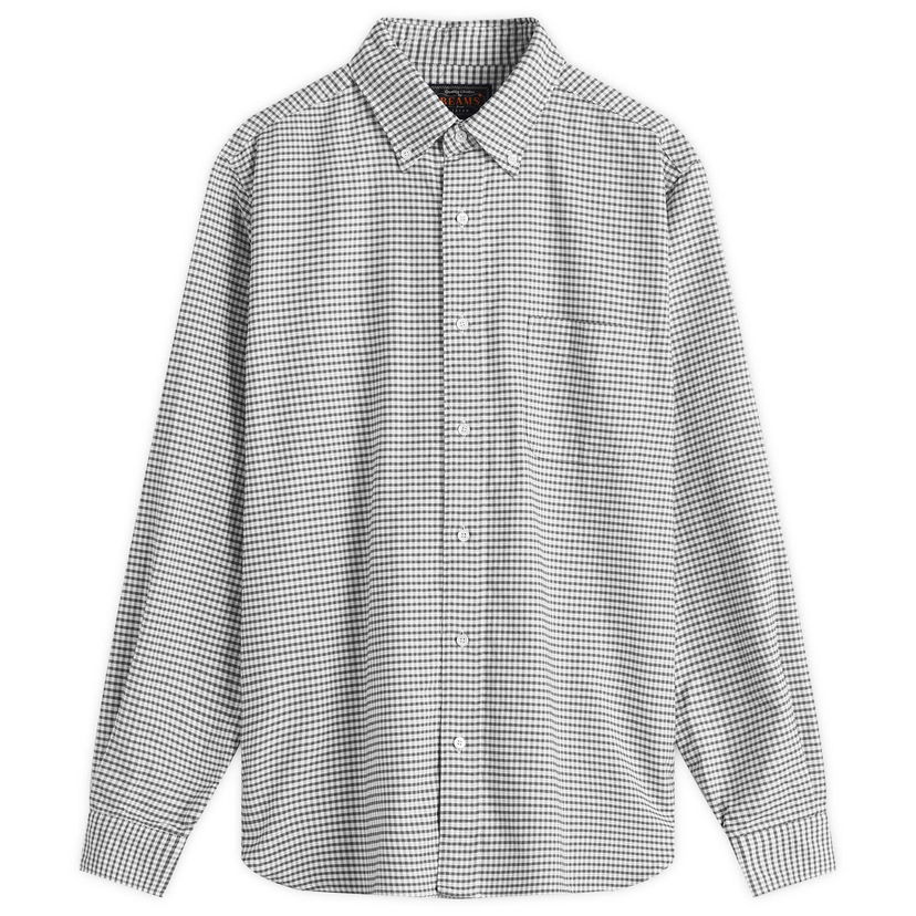 Paita BEAMS Beams Plus Button Down Gingham Oxford Shirt, Size Small Harmaa | 3811-0077-139-19