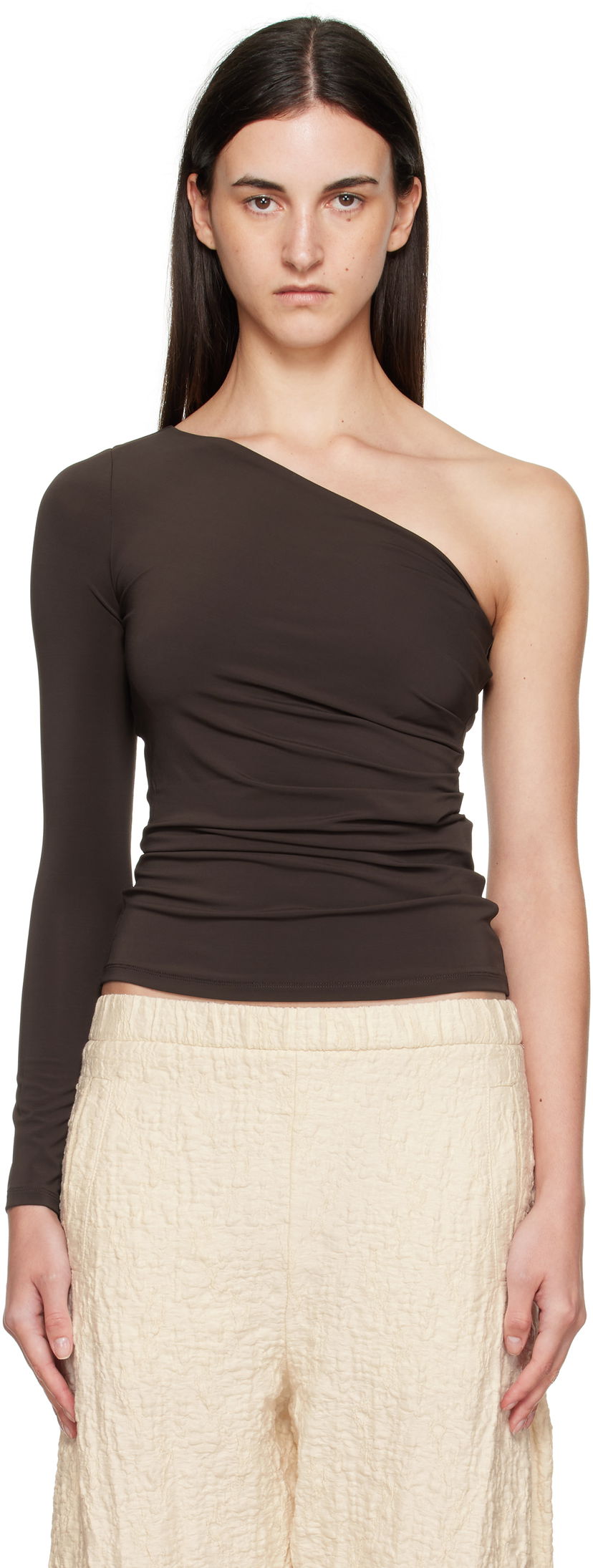 Tankkitoppi Max Mara Max Mara Spluga One-Shoulder Top Ruskea | 2511941012600