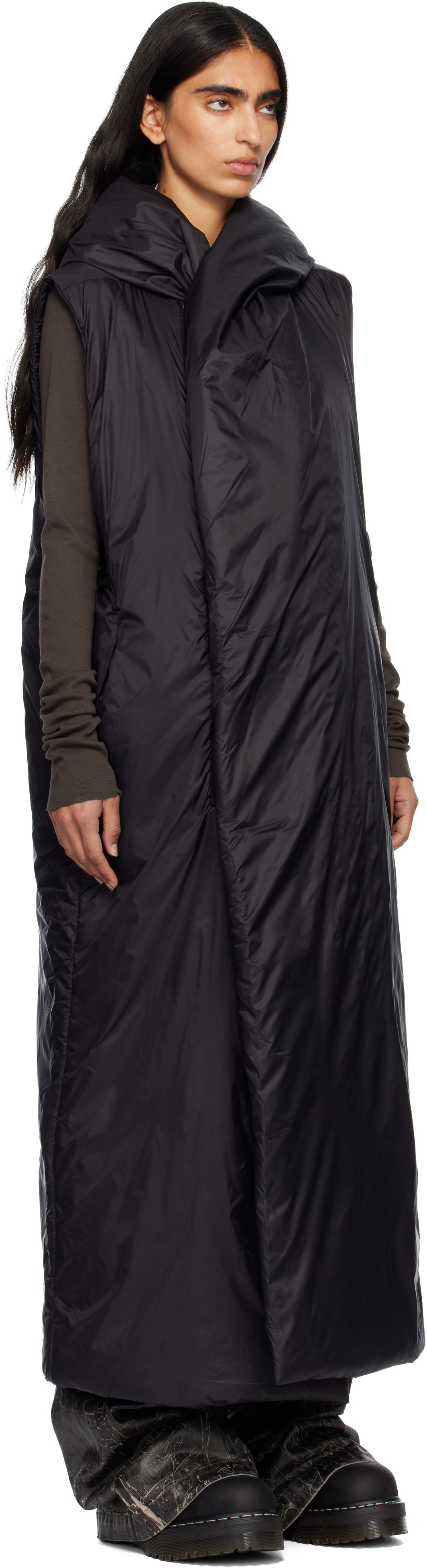 Takit Rick Owens Rick Owens DRKSHDW Concordians Hooded Liner Coat Musta | DS02E7922 NP, 1