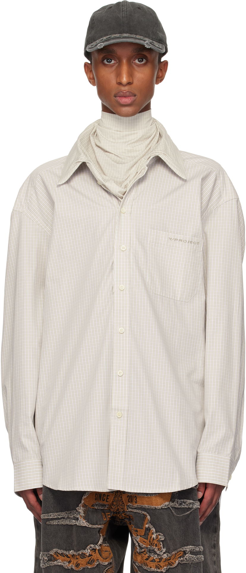 Paita Y/PROJECT Long Sleeve Shirt Beige | 201SI011