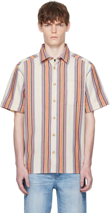 Paita A.P.C. A.P.C. Ross Striped Linen Short-Sleeve Button-Down Shirt Monivärinen | COHIA-H12541, 0