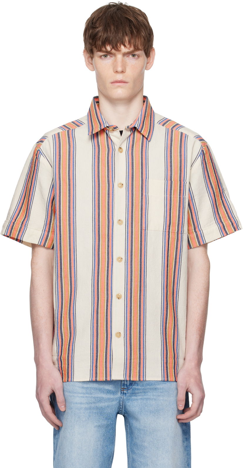 Paita A.P.C. A.P.C. Ross Striped Linen Short-Sleeve Button-Down Shirt Monivärinen | COHIA-H12541