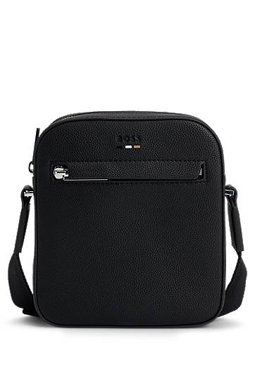 Olkalaukku BOSS Grained Faux-Leather Reporter Bag Musta | 50536475