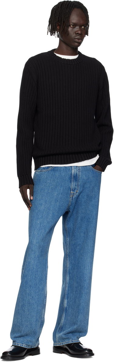 Villapaita BOSS Hugo Embroidered-Logo Ribbed Knit Sweater Musta | 50546863, 3