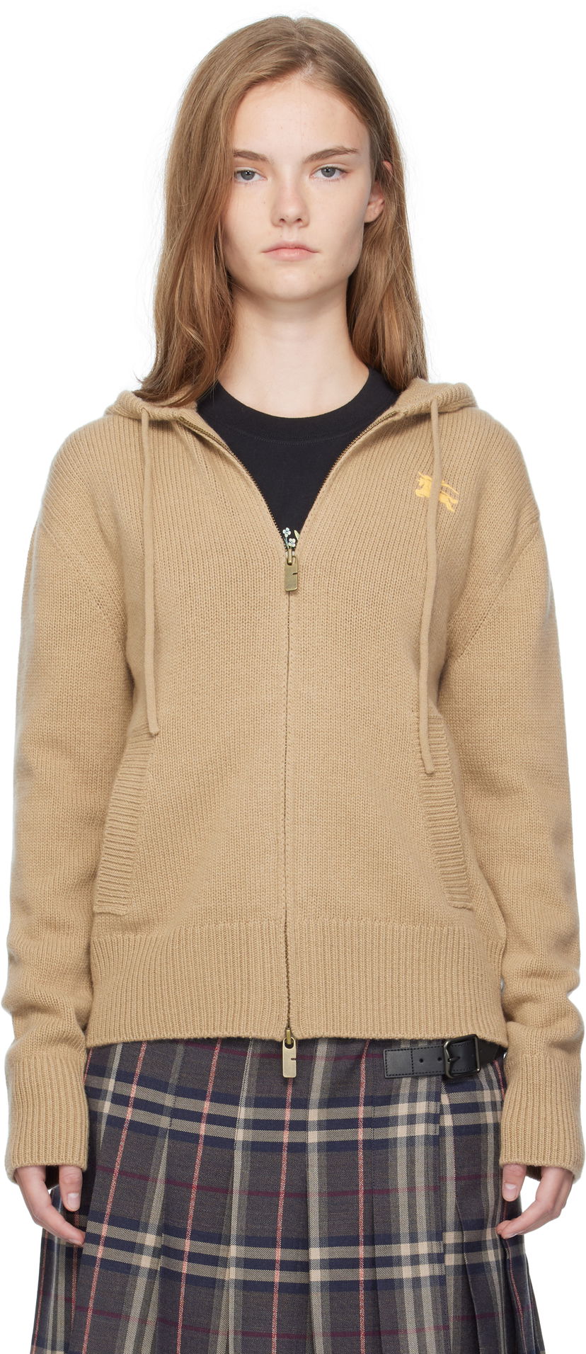 Huppari Burberry Burberry EKD Knit Zip Hoodie Beige | 8110687