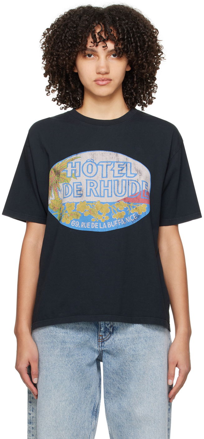 T-paita Rhude Black Dimora T-Shirt Musta | RHPS24TT04012610
