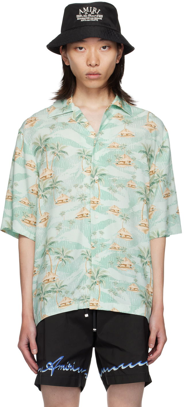 Paita AMIRI Repeat Palm Print Shirt Vihreä | AMSTBW1014