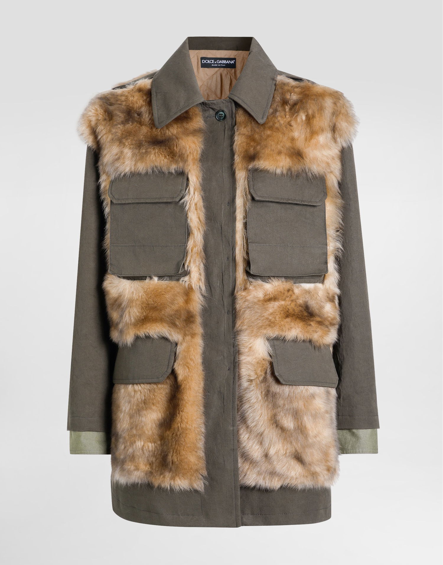 Takki Dolce & Gabbana Dolce & Gabbana Women's Fur and Gabardine Long Jacket Vihreä | F9T60ZHUMV1V0688, 0