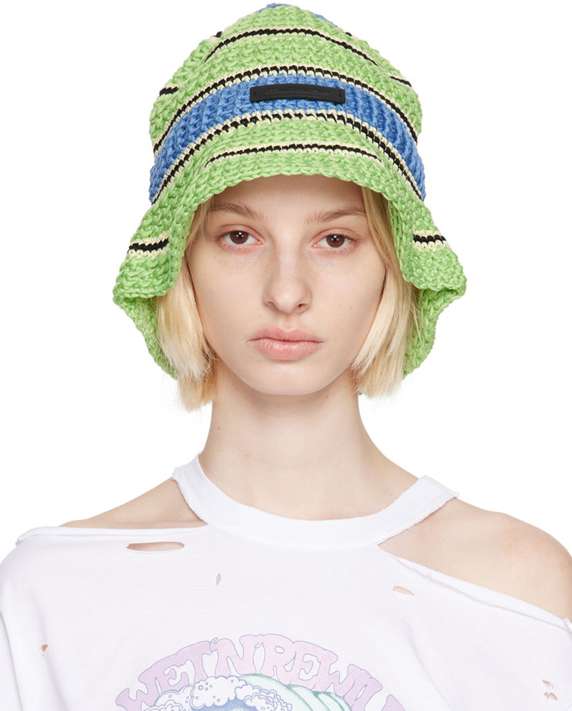 Hattu Stella McCartney Stella McCartney Striped Bucket Hat Vihreä | 7V0043WP0164