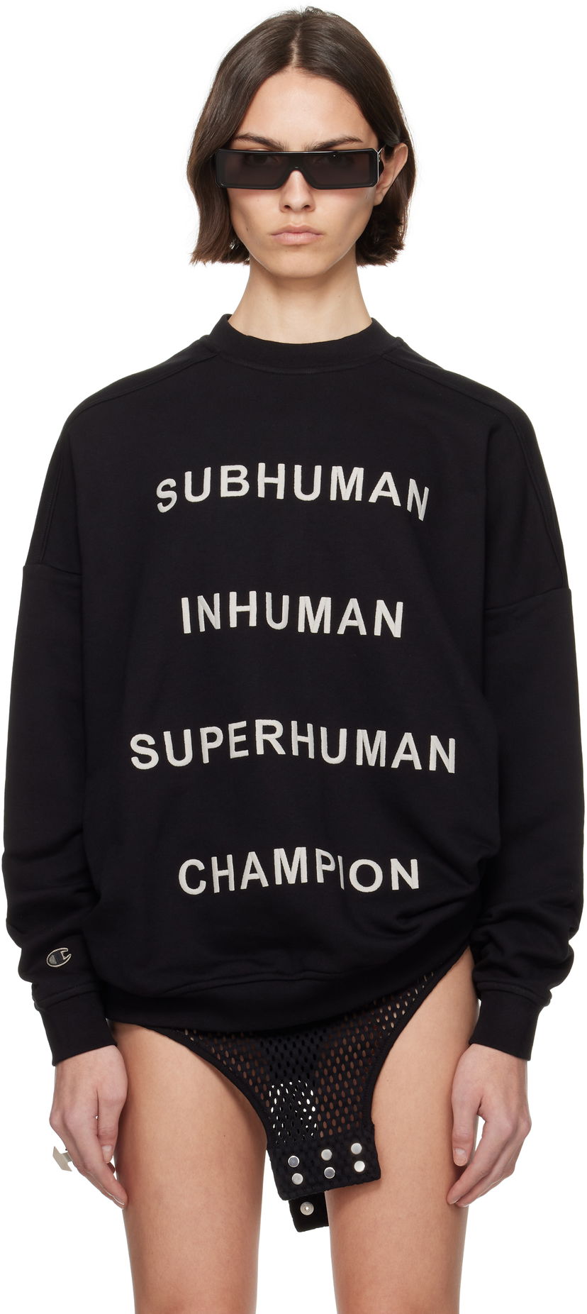 Huppari Rick Owens Rick Owens Champion Edition Jumbo Sweatshirt Musta | CW01E1669 CHFE