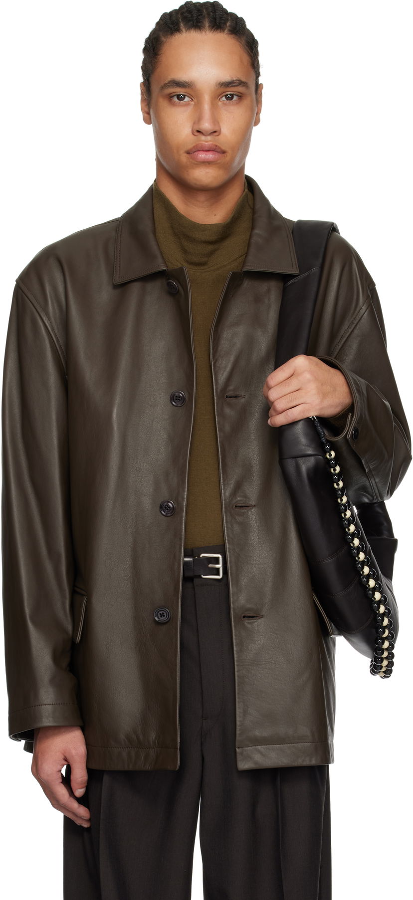 Takki LEMAIRE Lemaire Relaxed Leather Jacket Ruskea | OW1074 LL0095