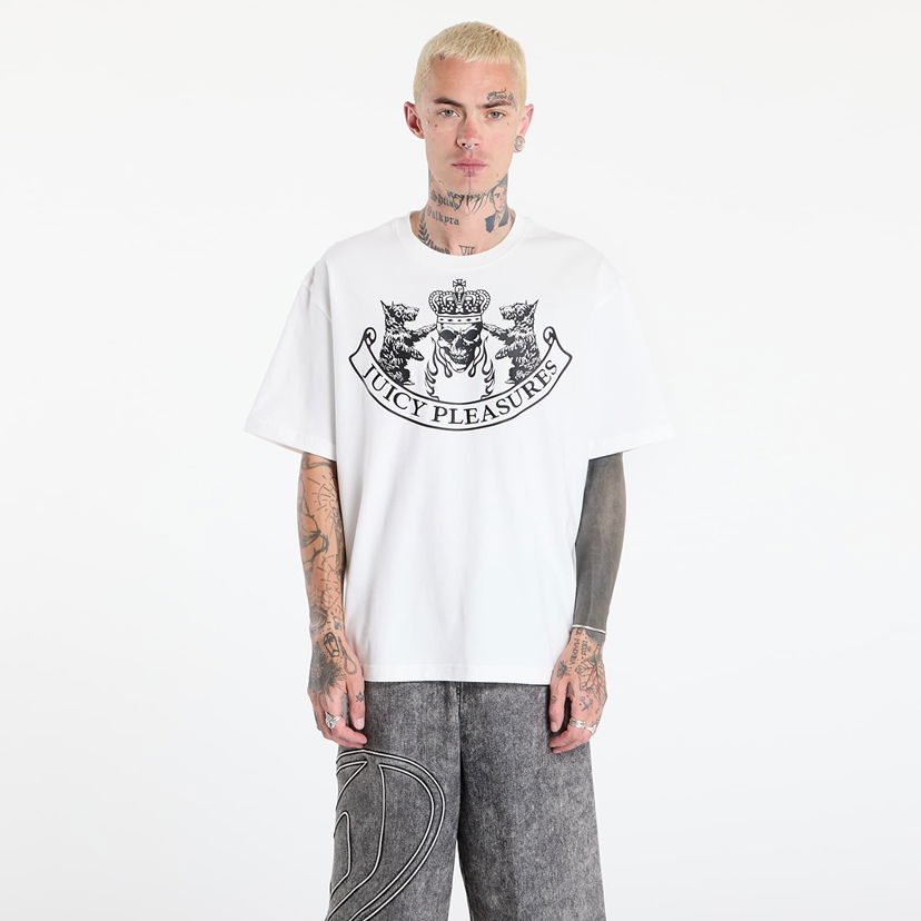 T-paita Pleasures PLEASURES Skull Crest Heavyweight T-Shirt Valkoinen | P25JC009-WHITE