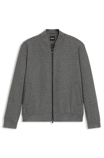 Bomber-takki BOSS Slim-fit bomber jacket in brushed stretch flannel Harmaa | 50551538