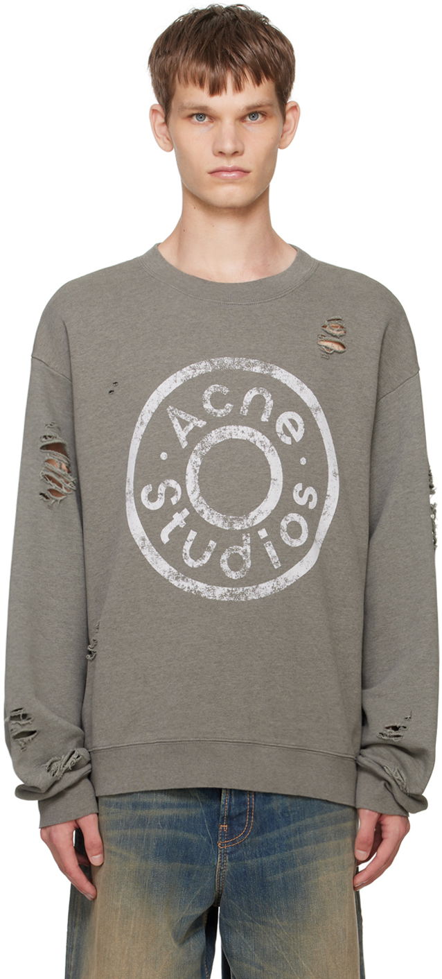 Huppari Acne Studios Green Printed-Logo Sweatshirt Vihreä | CI0179-