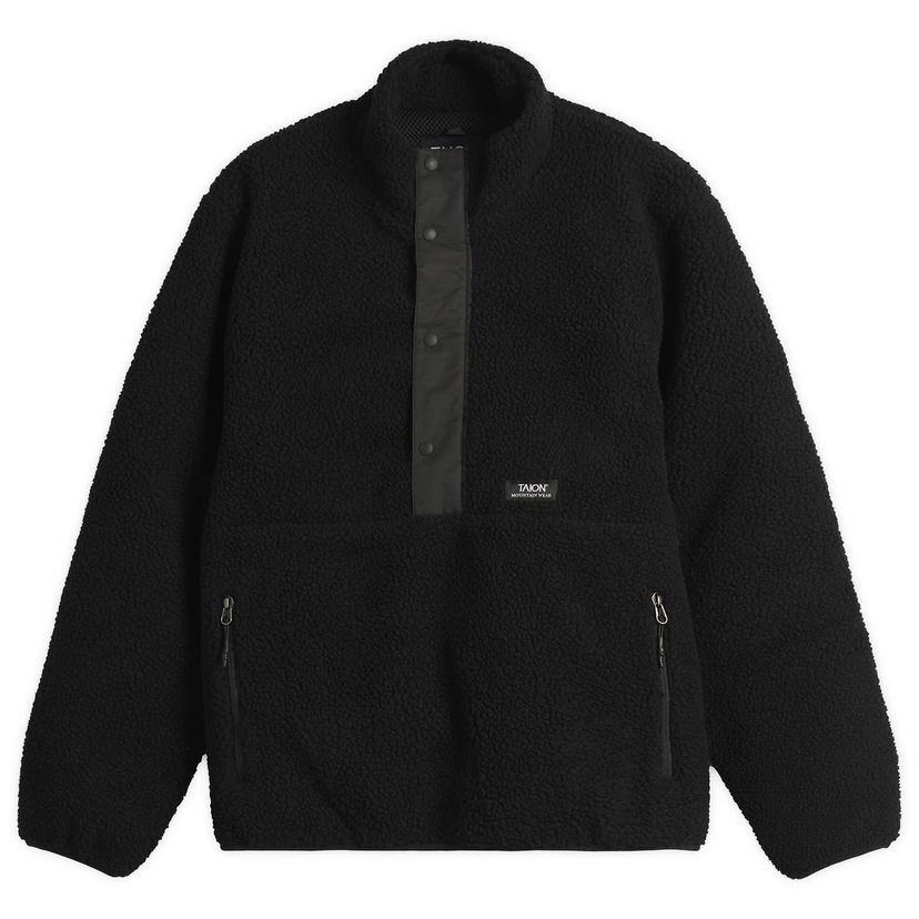 Takki TAION Pullover Boa Fleece Jacket Musta | TAION-102NDPBMT-BKBK