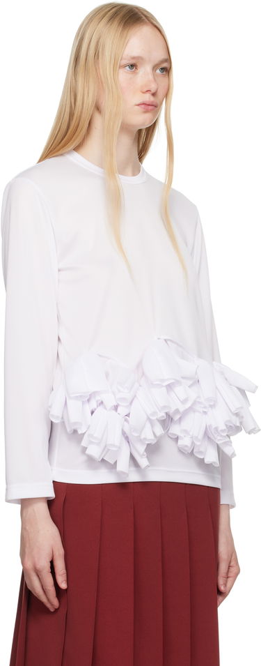 T-paita Comme des Garçons Comme des Garçons Ruffle Detail Long Sleeve T-Shirt Valkoinen | RO-T002-S25, 1