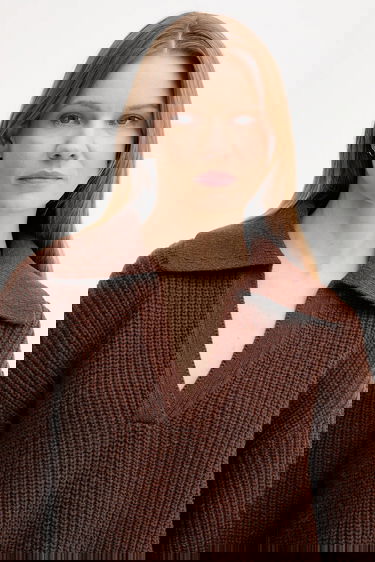 Villapaita Barbour Barbour ROBYN Wool Blend Collared Sweater Ruskea | LKN1675, 4