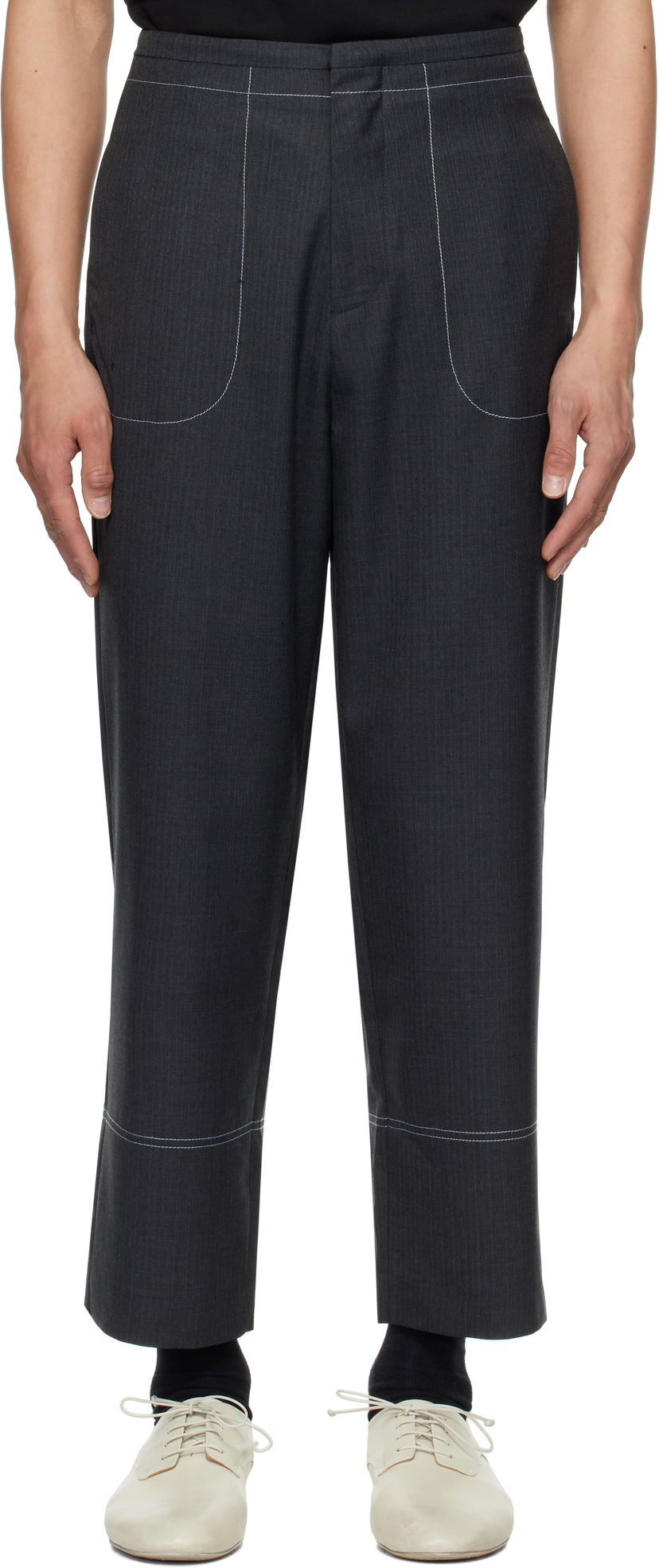 Housut ADER ERROR ADER error Product. 81 Pinstripe Cropped Trousers Harmaa | BO01SSSA0204GR