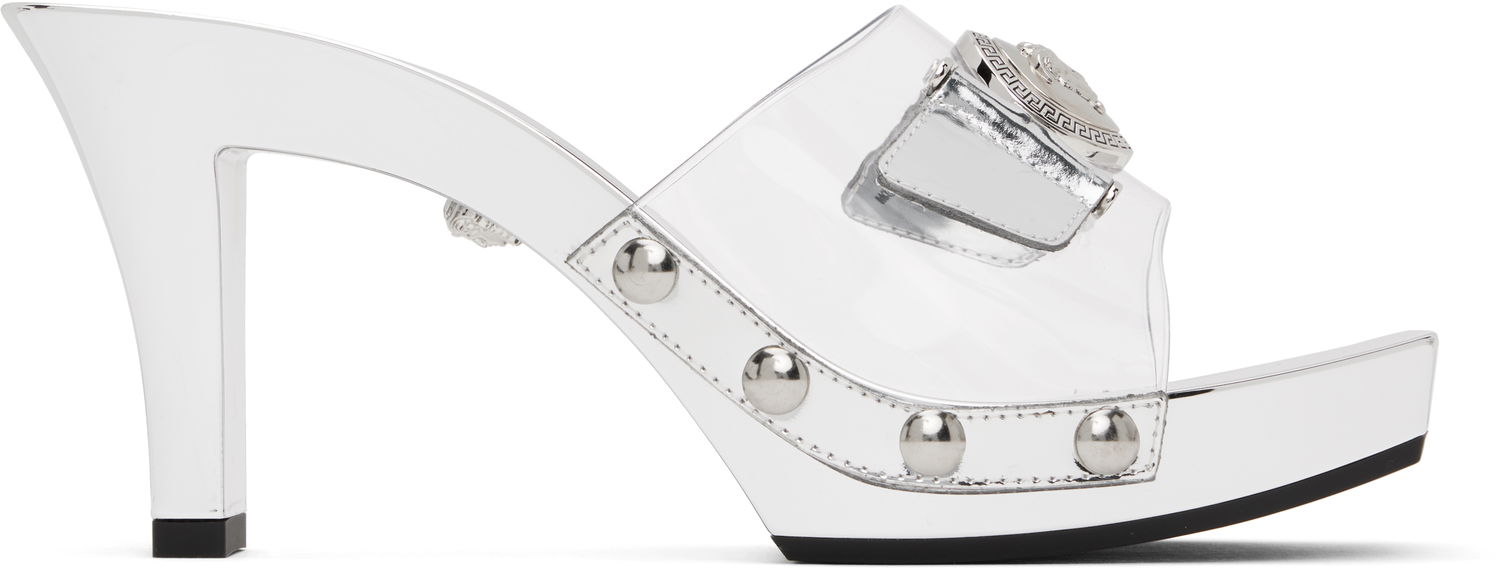 Kengänhoito Versace Versace Medusa Buckle Transparent Heeled Sandals Metallinen | 1014369_1A10007_2T08P, 0