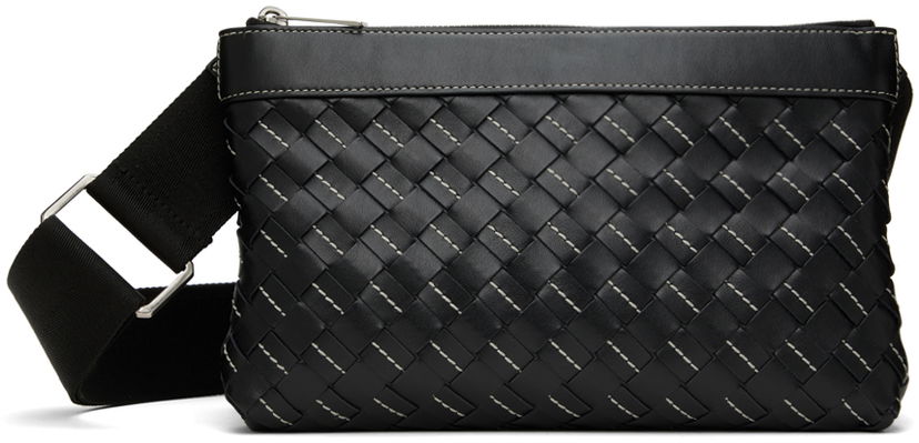 Olkalaukku Bottega Veneta Convertible Intrecciato Leather Pouch Musta | 755933V3KI2