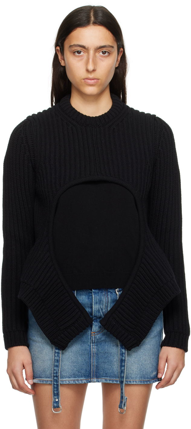 Villapaita Off-White Black Meteor Cut Out Sweater Musta | OWHE099F23KNI0011000