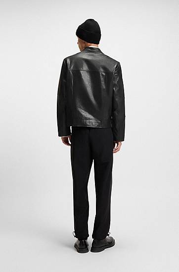 Takki BOSS Slim-Fit Leather Jacket Musta | 50540984, 1