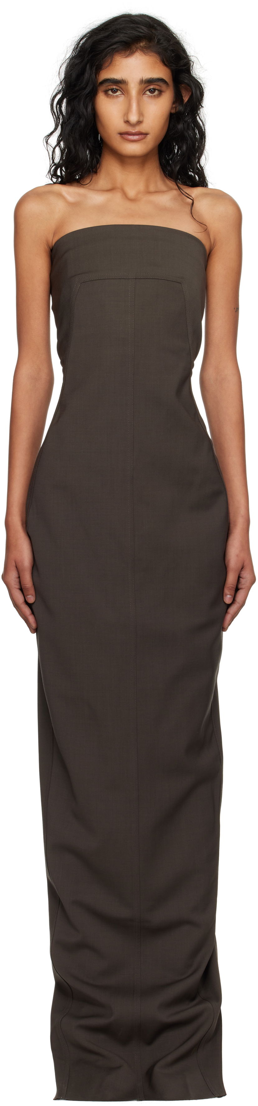 Mekko Rick Owens Rick Owens Concordians Bustier Maxi Dress Ruskea | RP02E4524 WST