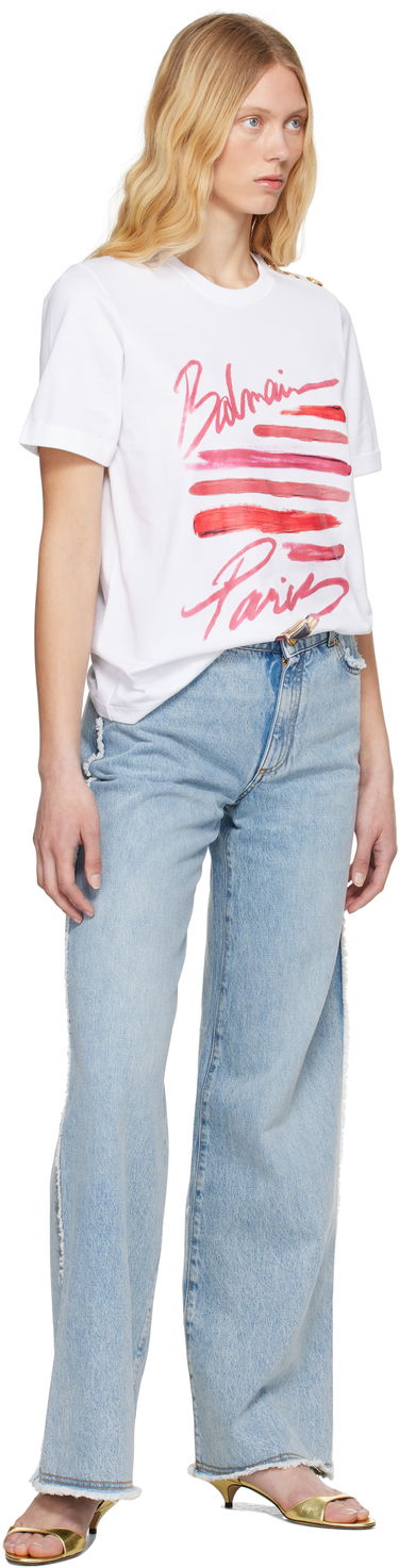 T-paita Balmain Balmain Lipstick Print T-Shirt Valkoinen | EF0EF135GE91, 3