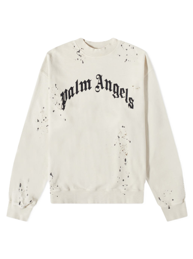 Huppari Palm Angels Glittered Logo Crew Sweat Beige | PMBA065F22FLE0070310