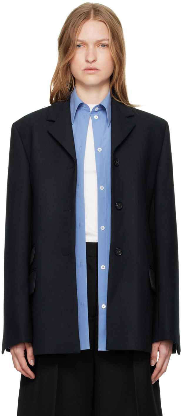 Takki TOTEME TOTEME Straight Single-Breasted Blazer Musta | 244-WRZ0045-FB0061