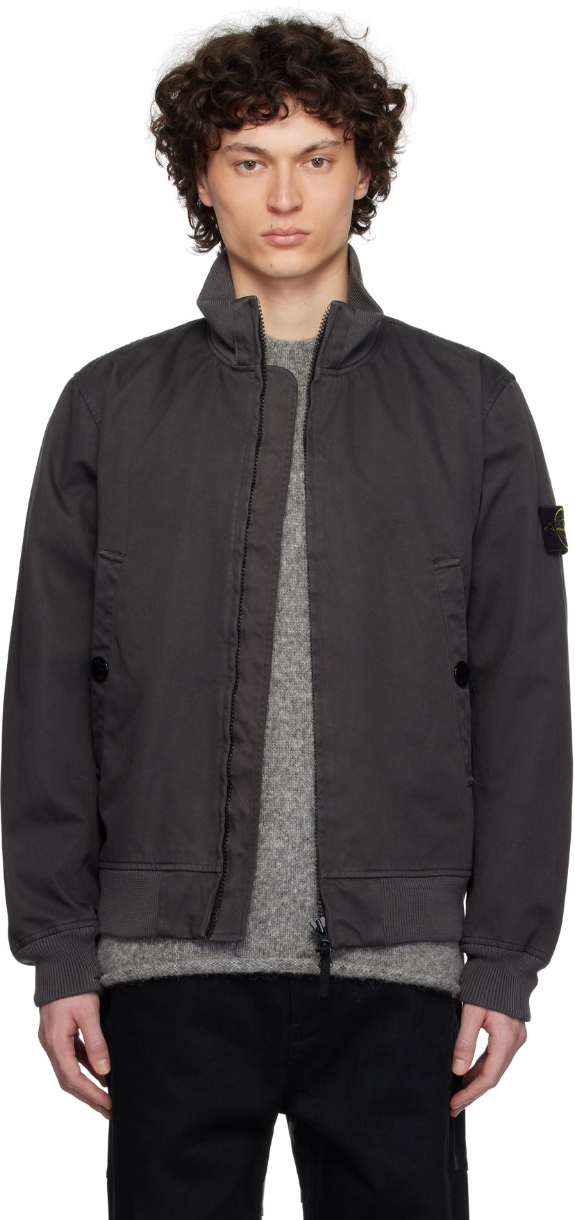 Bomber-takki Stone Island Stone Island Raso Gommato 3L Bomber Jacket Harmaa | K1S15 4100012 S0034