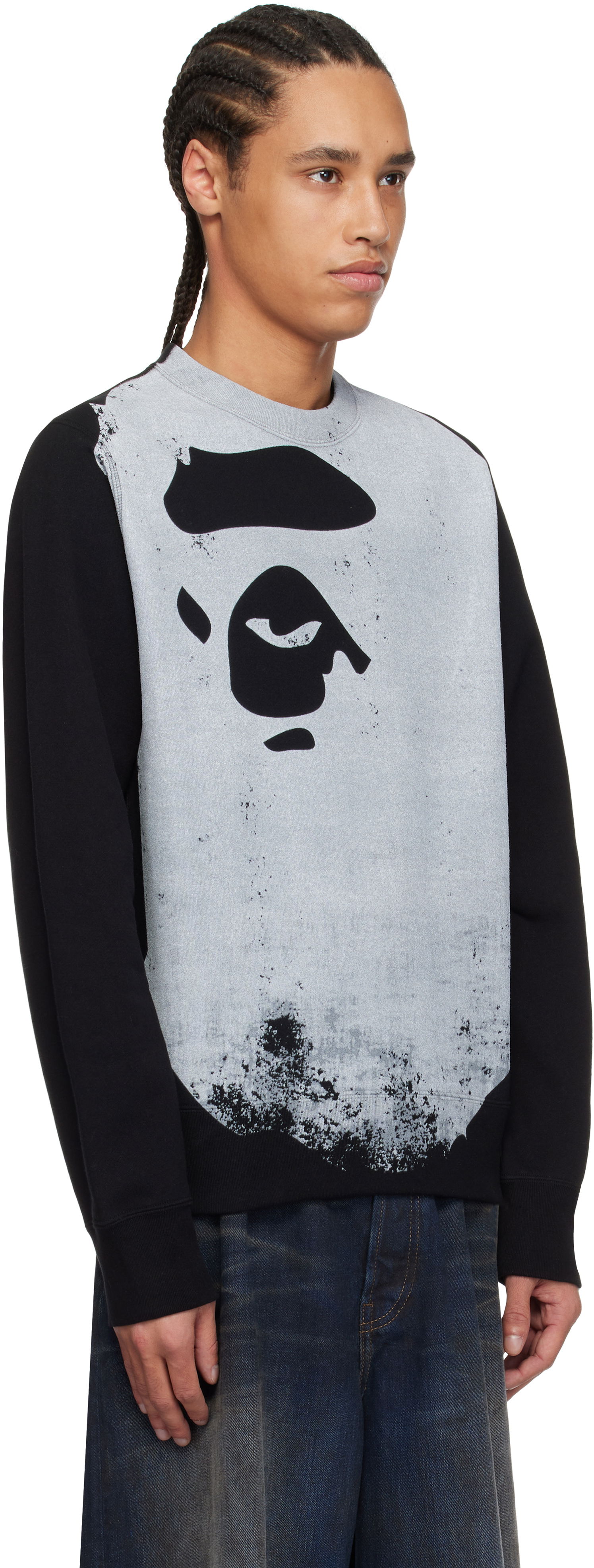 Villapaita BAPE A Bathing Ape Ape Head Over Print Sweatshirt Harmaa | 001SWK801006M, 1