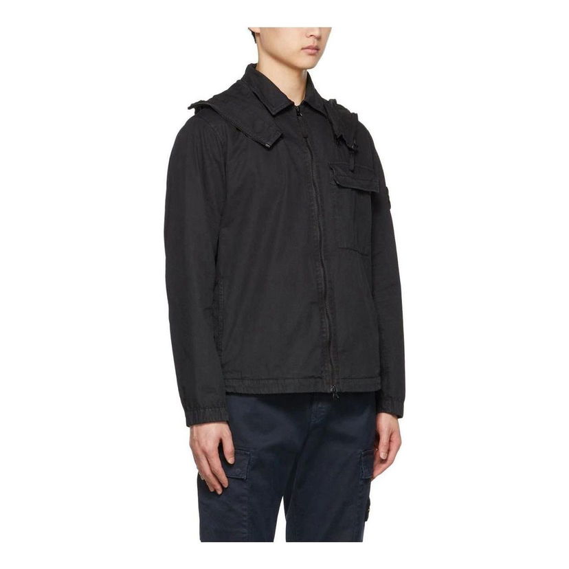 Tuulitakki Stone Island Hooded Overshirt Musta | 7715114WN-V0129