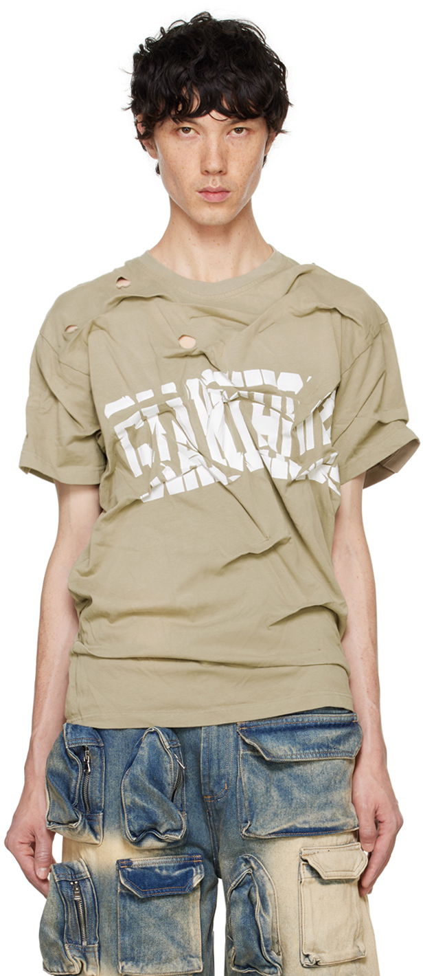 T-paita Who Decides War Who Decides War 'Gianthood' Distressed Graphic T-Shirt Beige | 1110140022FW24