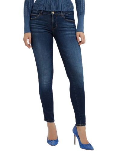 Housut ja farkut GUESS Skinny Fit Denim Tummansininen | W2YAJ2D4Q03