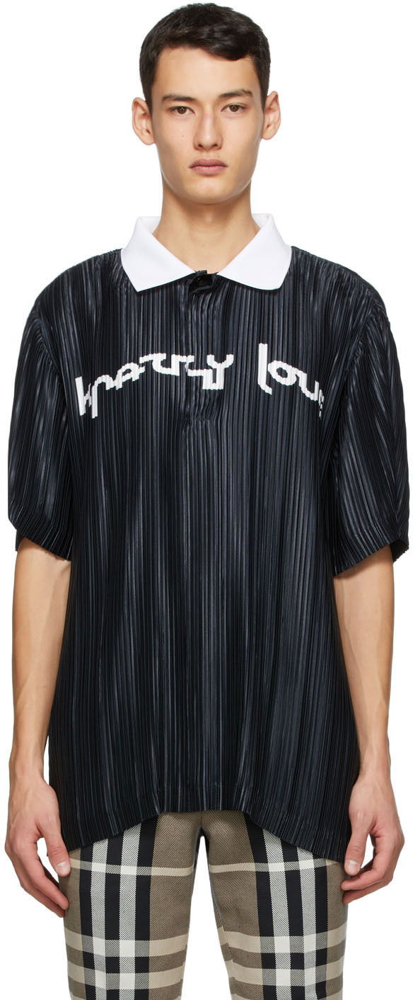 Poolopaita Burberry Burberry 'Crazy Love' Pleated Polo Musta | 4565874