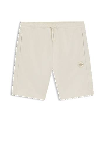 Shortsit BOSS Double B Monogram Cotton-Blend Shorts Beige | 50551557