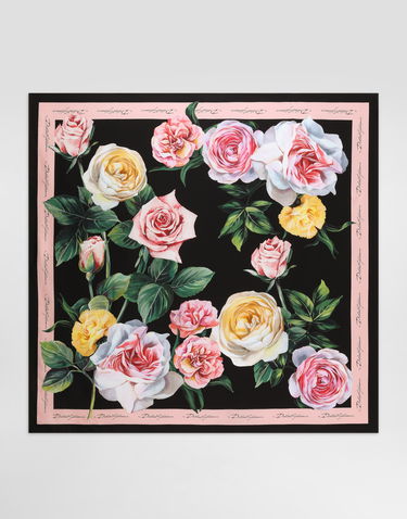 Huivi Dolce & Gabbana Dolce & Gabbana Rose and Peony Print Silk Twill Square Scarf Musta | FN090RGDCUIHH5IY, 0
