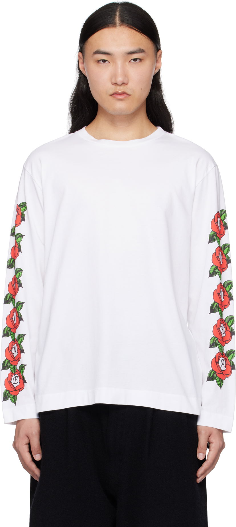 T-paita Simone Rocha Simone Rocha Cluster Rose Logo Print T-shirt Valkoinen | 5194P33P34-M 0569