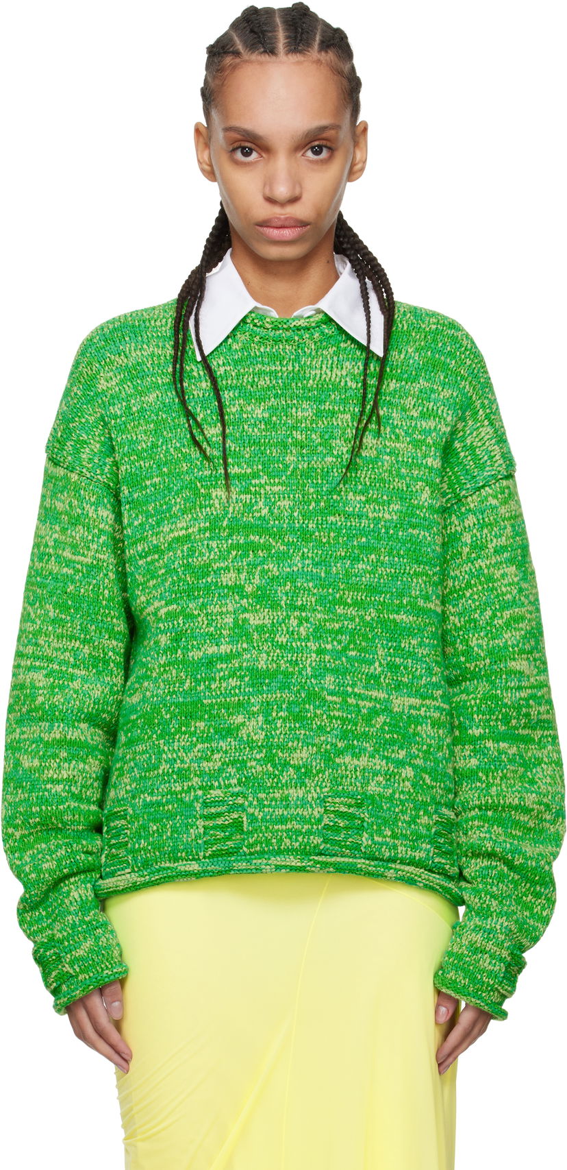 Villapaita JW Anderson JW Anderson Space Dye Crewneck Sweater Vihreä | KW1407-YN0409