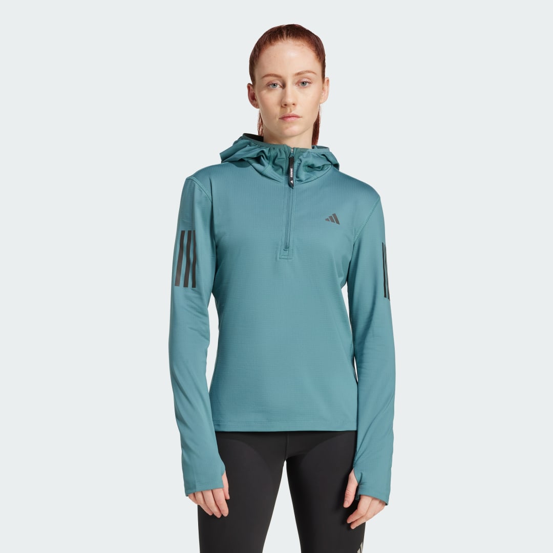 Huppari adidas Performance Own The Run Winterized Hooded Running Top Turkoosi | JW9651, 0
