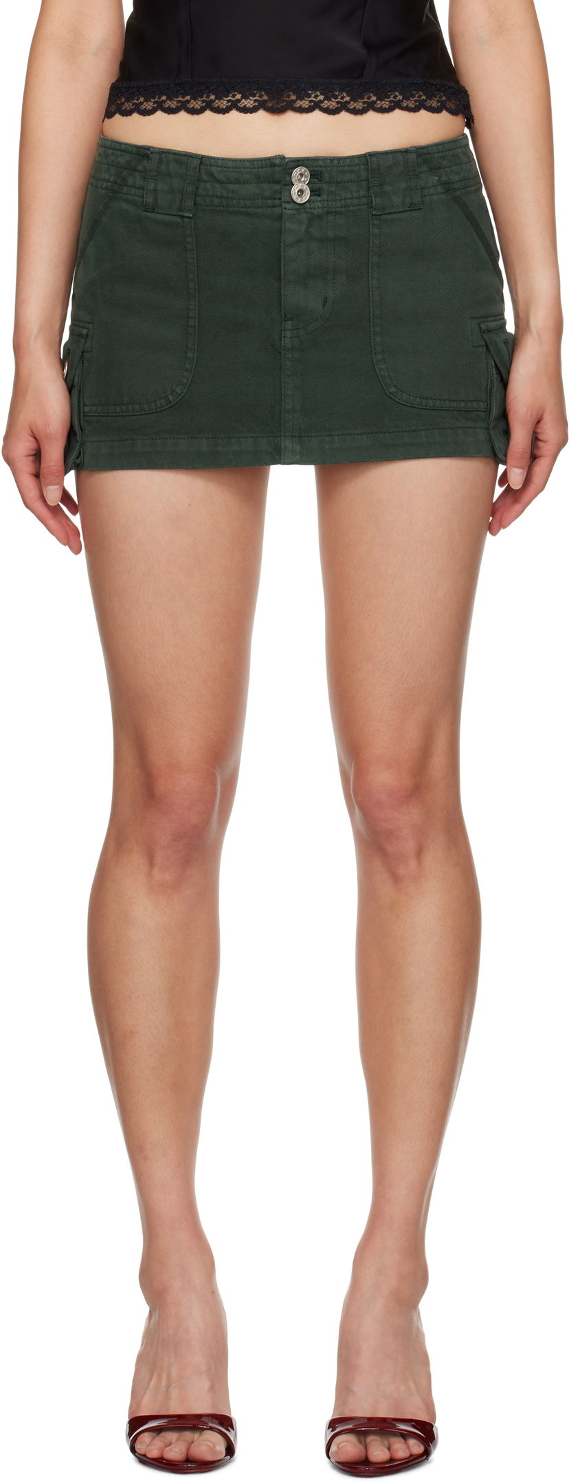 Hame GUIZIO Guizio Anais Cargo Miniskirt Vihreä | F24312W100