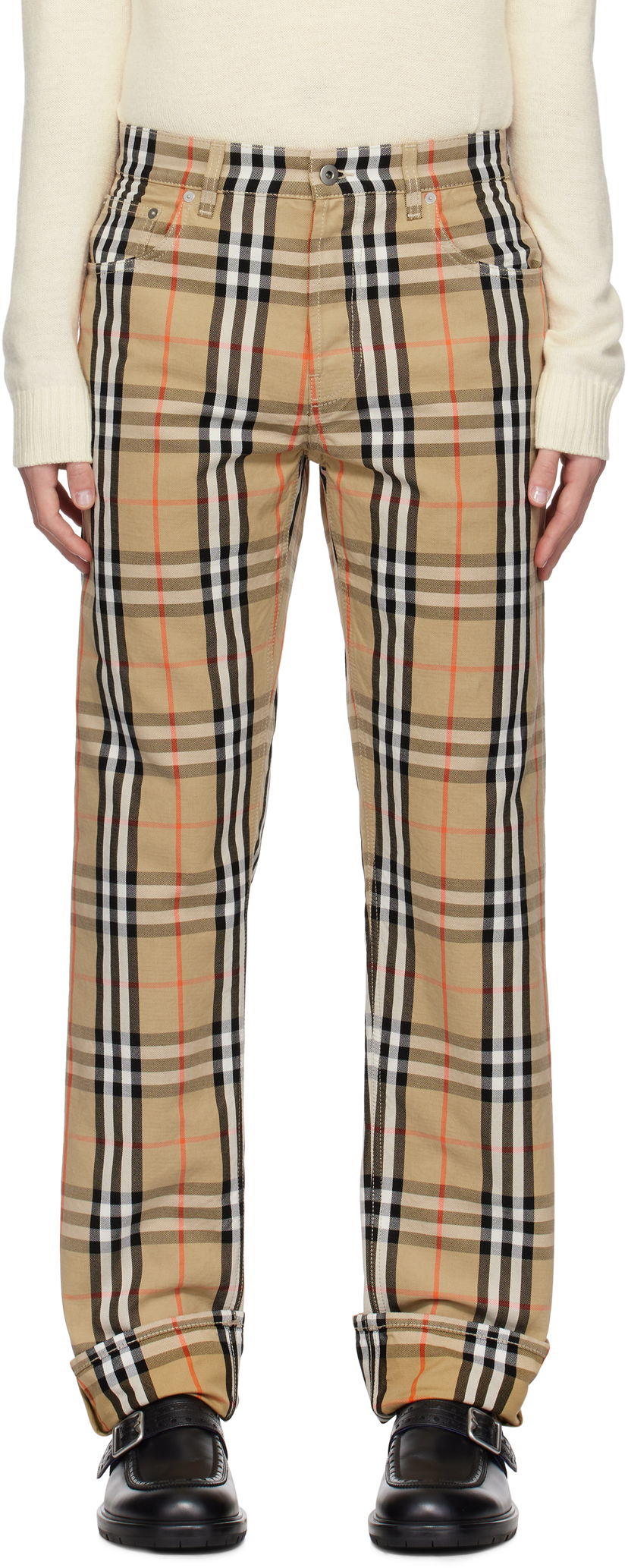 Housut Burberry Check Trousers Beige | 8096639