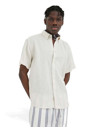 Paita Les Deux Kris Linen Shirt Valkoinen | LDM401053