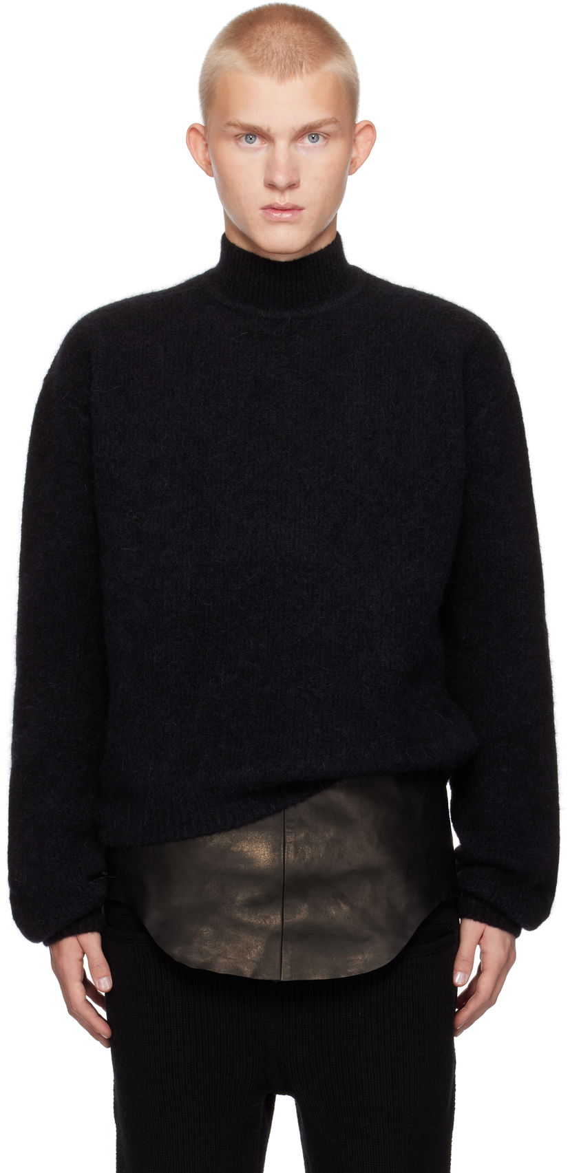 Villapaita Rick Owens Alpaca Knit Turtleneck Sweater Musta | RR02D6645 KWP