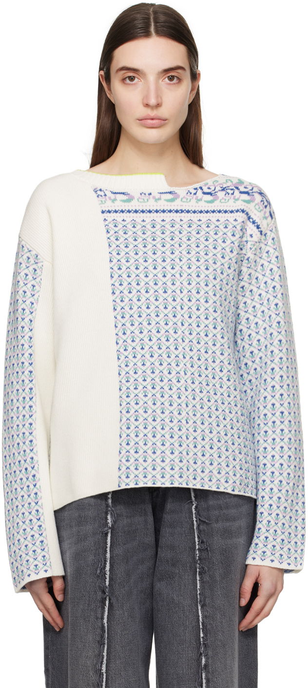 Villapaita Maison Margiela MM6 Paneled Sweater Sininen | SH0HL0003 S18451